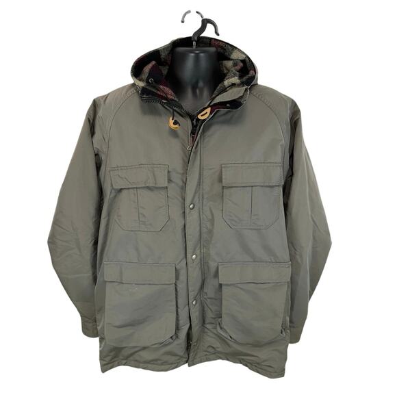 Vintage LL Bean Baxter State Parka Grey Plaid Wool Lining Cargo Pockets Size XL - Picture 1 of 11
